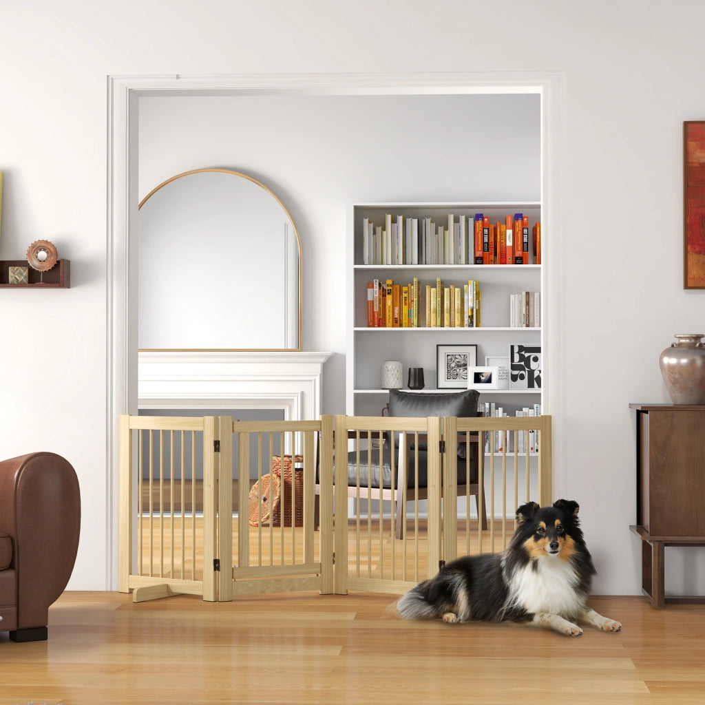 Barriera per Cani Pieghevole in Legno ¨C zephmum ¨C 204x36x75 cm Colore Naturale