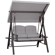 Divano a dondolo 2 posti con cuscini e tavolino ¨C zephmum ¨C Grigio Polyester 162x118x173 cm