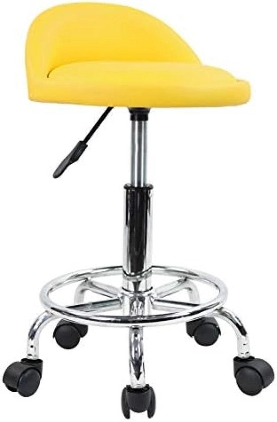 Sedia di lavoro con ruote, alta regolabile 48-63,5 cm, basso schienale, rivestimento in PU giallo, massimo carico 110 kg