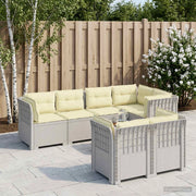 Divano 7 Posti da Giardino con Cuscini Aspetto Rattan PP Bianco 3444166