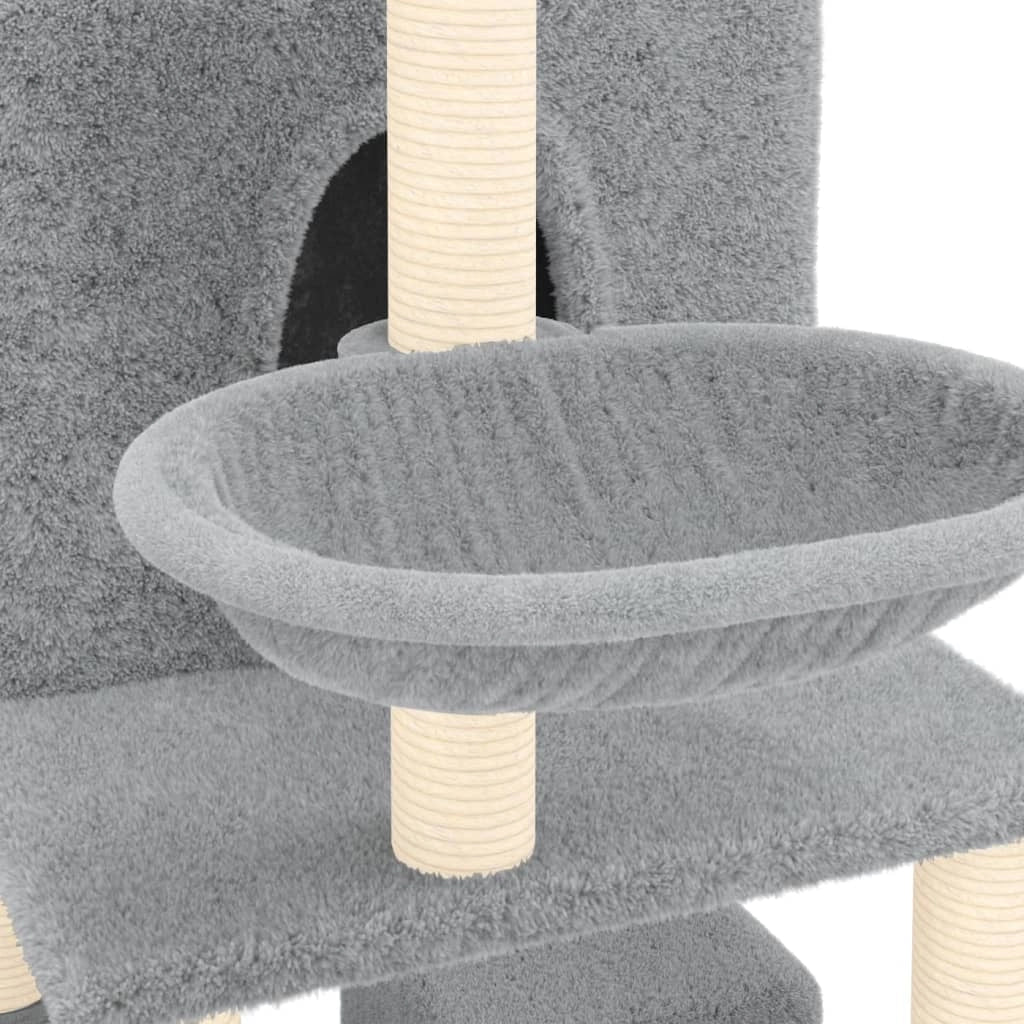 Tiragraffi per gatti torre per arrampicata giocattolo piattaforma per arrampicata con tiragraffi in sisal leggero 180 cm grigio 02_0022595