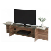 Mobile porta TV Bellano, Credenza da soggiorno, Armadio basso per TV, Base parete attrezzata, 158x35h40 cm, Noce
