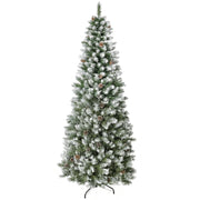 Albero di Natale Innevato 180 cm ¨C zephmum ¨C Verde Bianco Plastica Metallo
