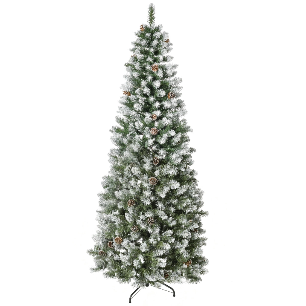 Albero di Natale Innevato 180 cm ¨C zephmum ¨C Verde Bianco Plastica Metallo