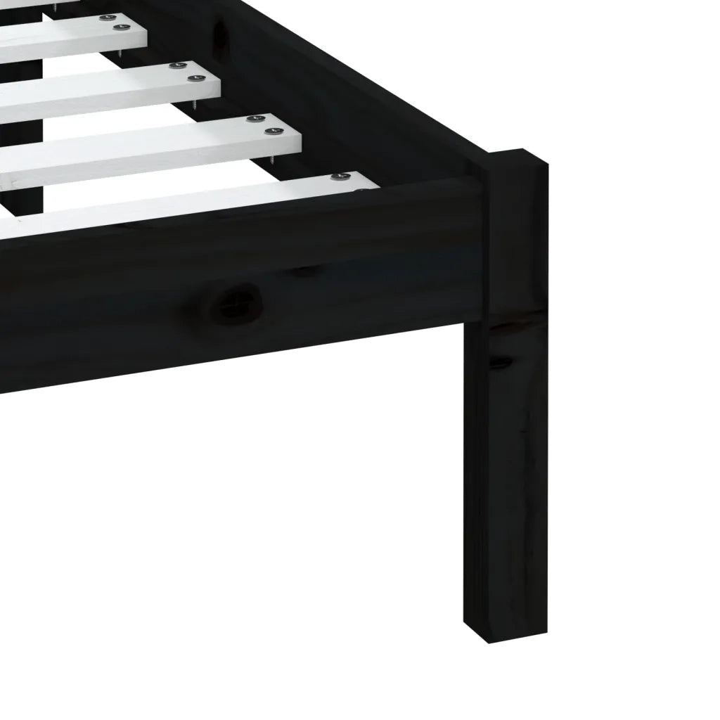 Giroletto-Struttura Letto Nero in Legno Massello di Pino 200x200 cm 581566