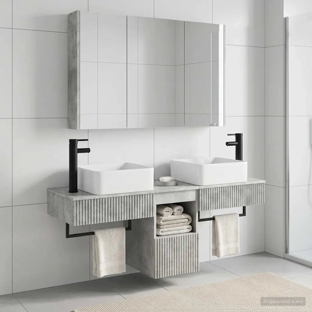 Set di Armadi da Bagno 4 pcs Grigio Cemento 3406306