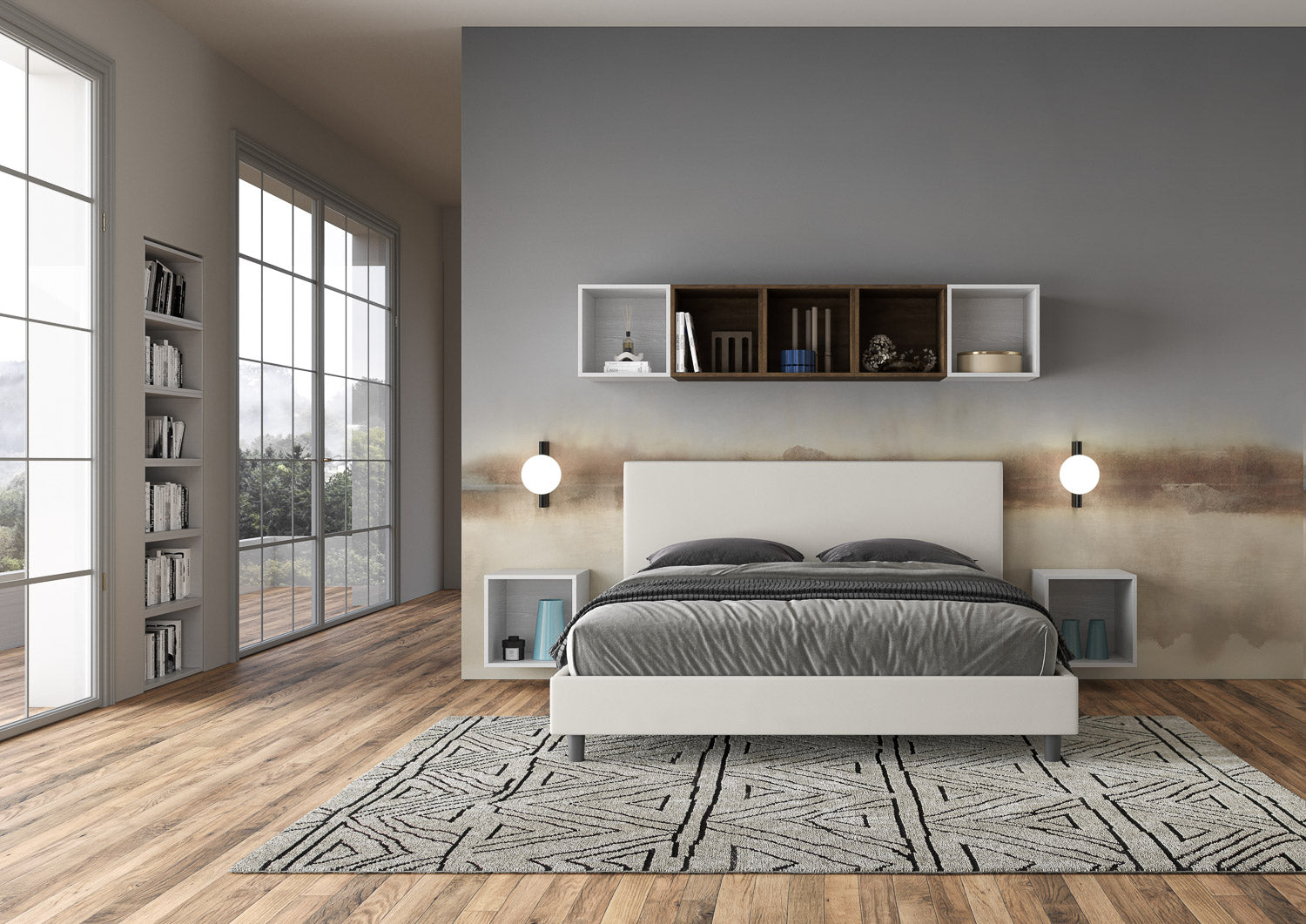 Letto Matrimoniale 160x190 cm con Rete Naspy Bianco