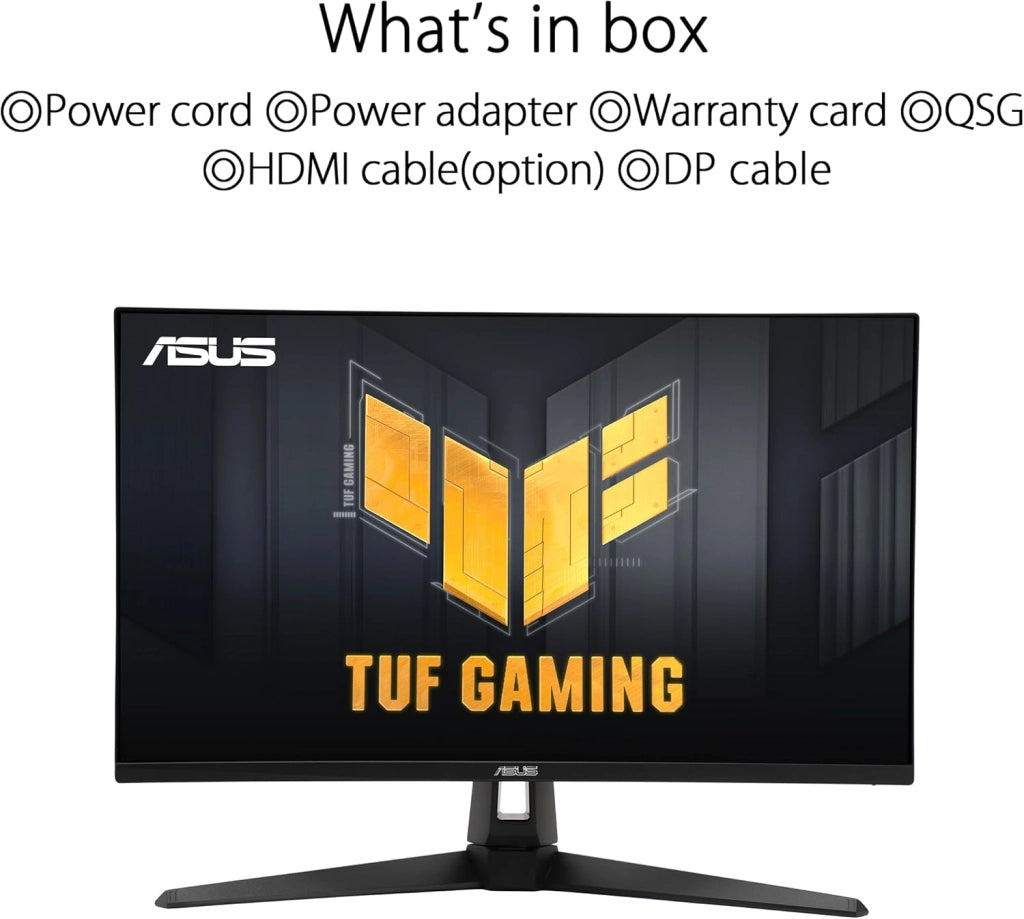 ASUS TUF Gaming VG27AQ3A Monitor Gaming 27” pollici, QHD (2560x1440), 180Hz, Fast IPS, Sincronizzazione ELMB, 1ms (GTG), FreeSync Premium, G-Sync, Overdrive variabile, 130% sRGB, Nero