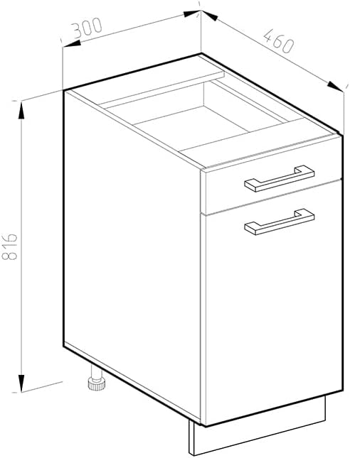 Mobiletto base per cucina R-Line, Sonoma, 30 cm, PL Marmo, per la libera combinazione all'interno di sistemi cucina modulari
