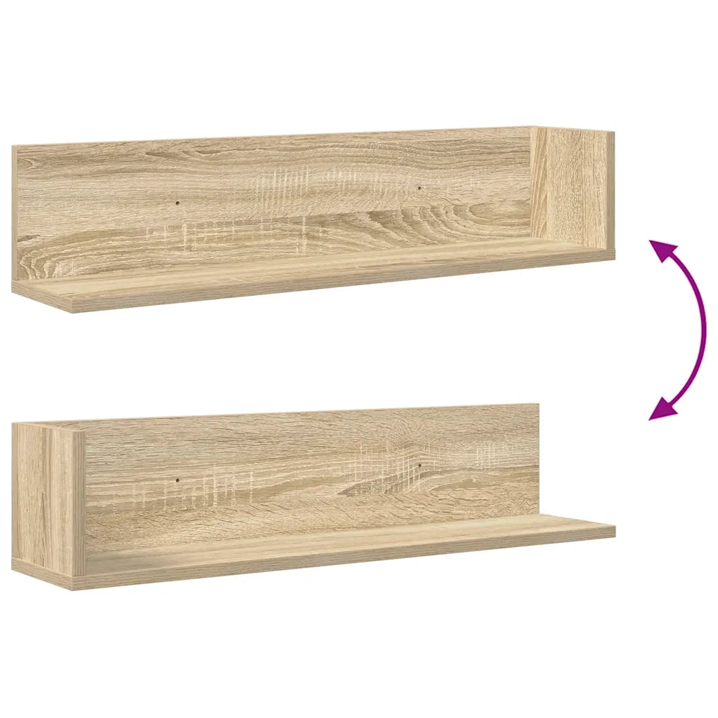 vidaXL Mensole Parete 2pz Rovere Sonoma 75x16,5x16,5 cm in Truciolato