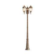 Lampione Per Esterno Classico Da Esterno Alluminio Oro 3 Luci E27 60W Ip44