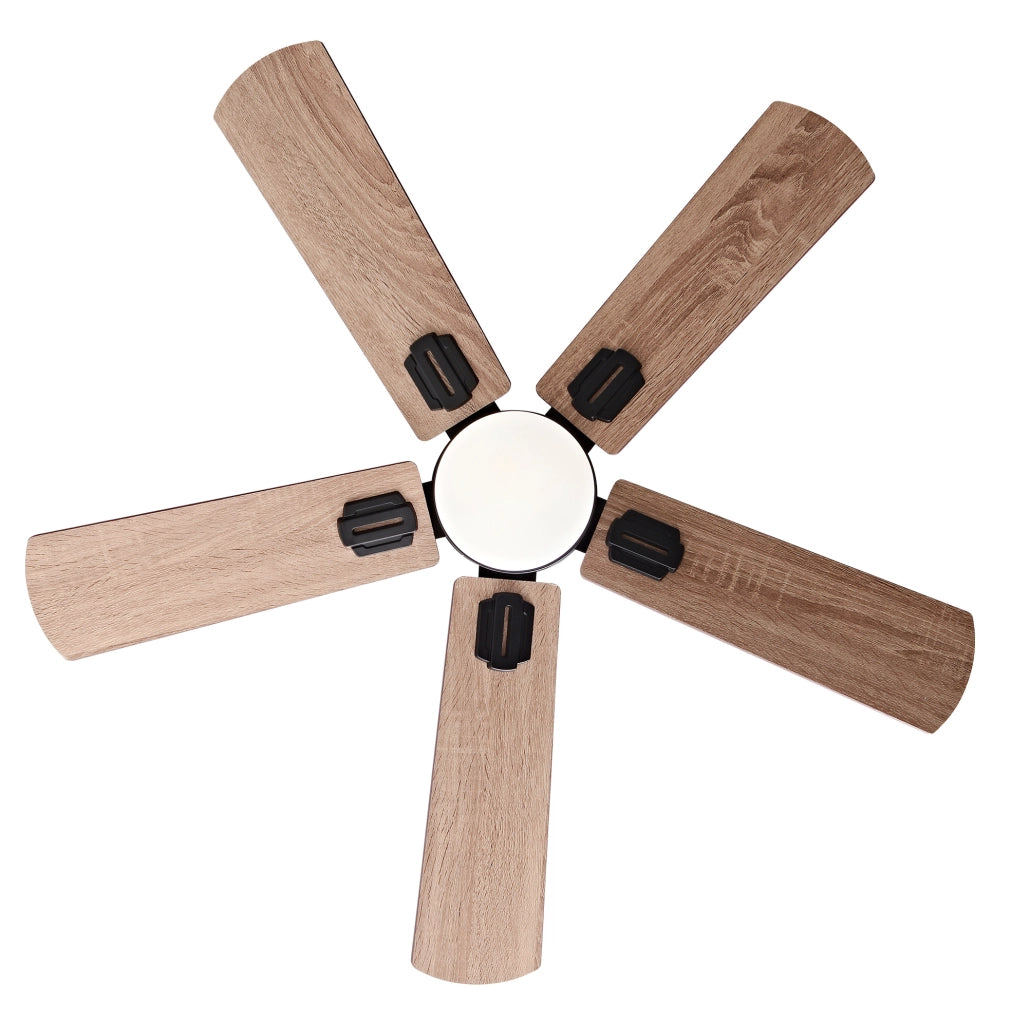 Ventilatore da soffitto 42" con luce LED, telecomando, design moderno in finitura legno noce