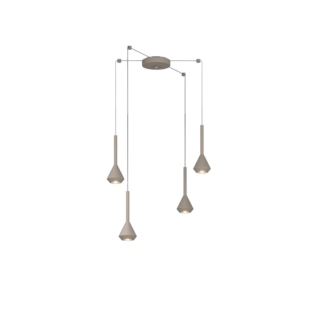Lampadario Moderno Aygo Metallo Sabbia 4 Luci Gu10