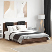 Giroletto con Testiera e LED Rovere Marrone 135x190 cmcod mxl 90873
