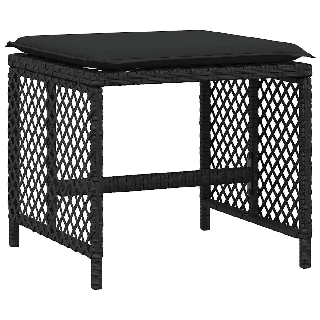 Set da Pranzo da Giardino 9 pz | Set Salotto da Giardino con Cuscini Nero in Polyrattan