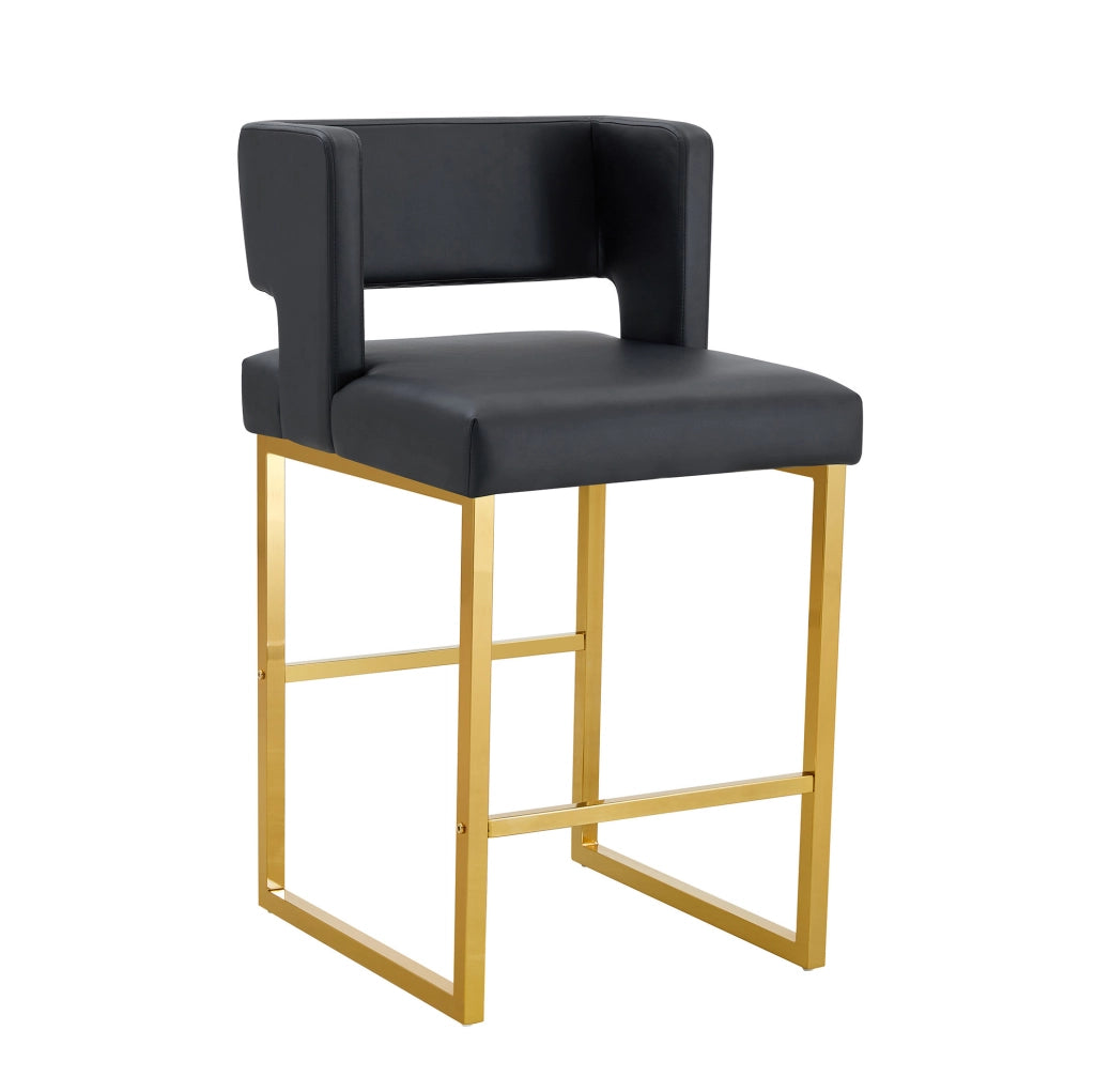 Sgabello da bar nordico nero con gambe oro, h 91,4 cm