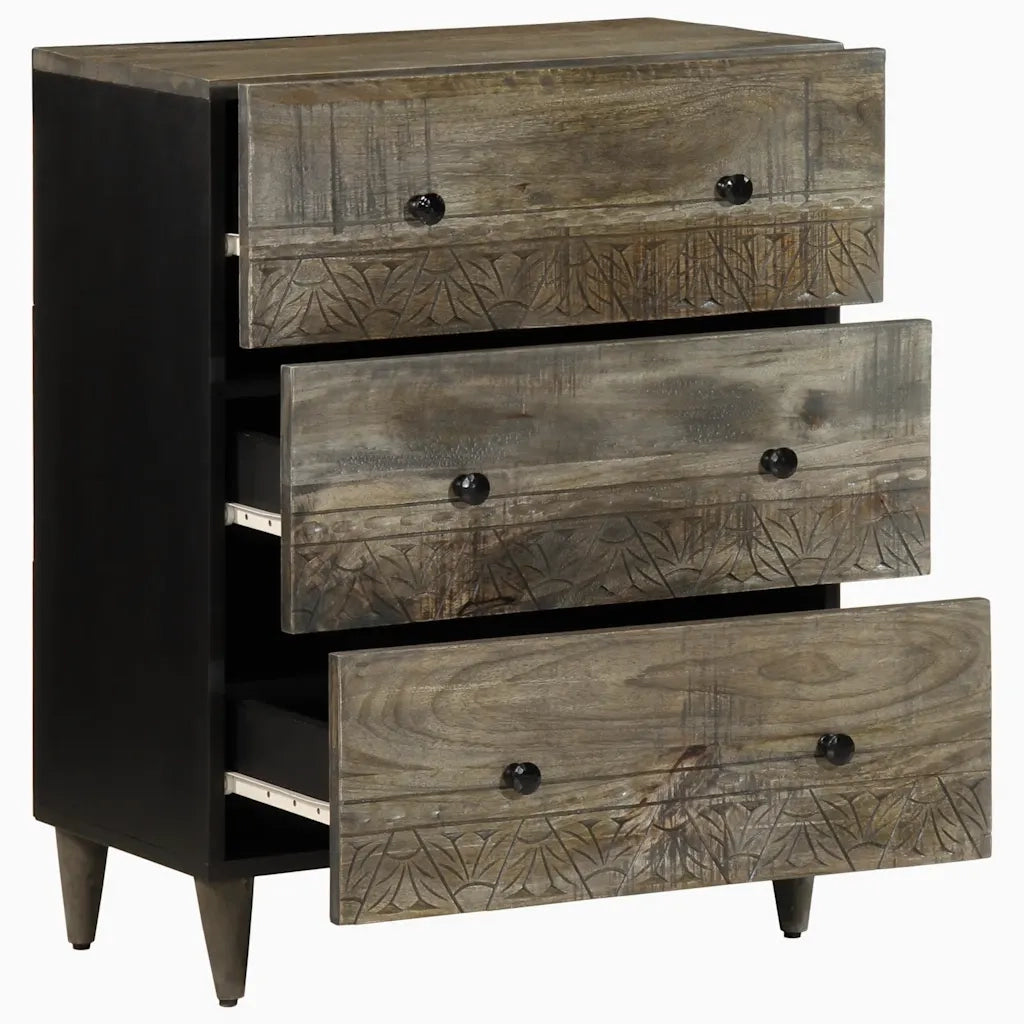 Credenza Grigio Chiaro 60x33,5x75 cm in Legno Massello di Mango 4017795