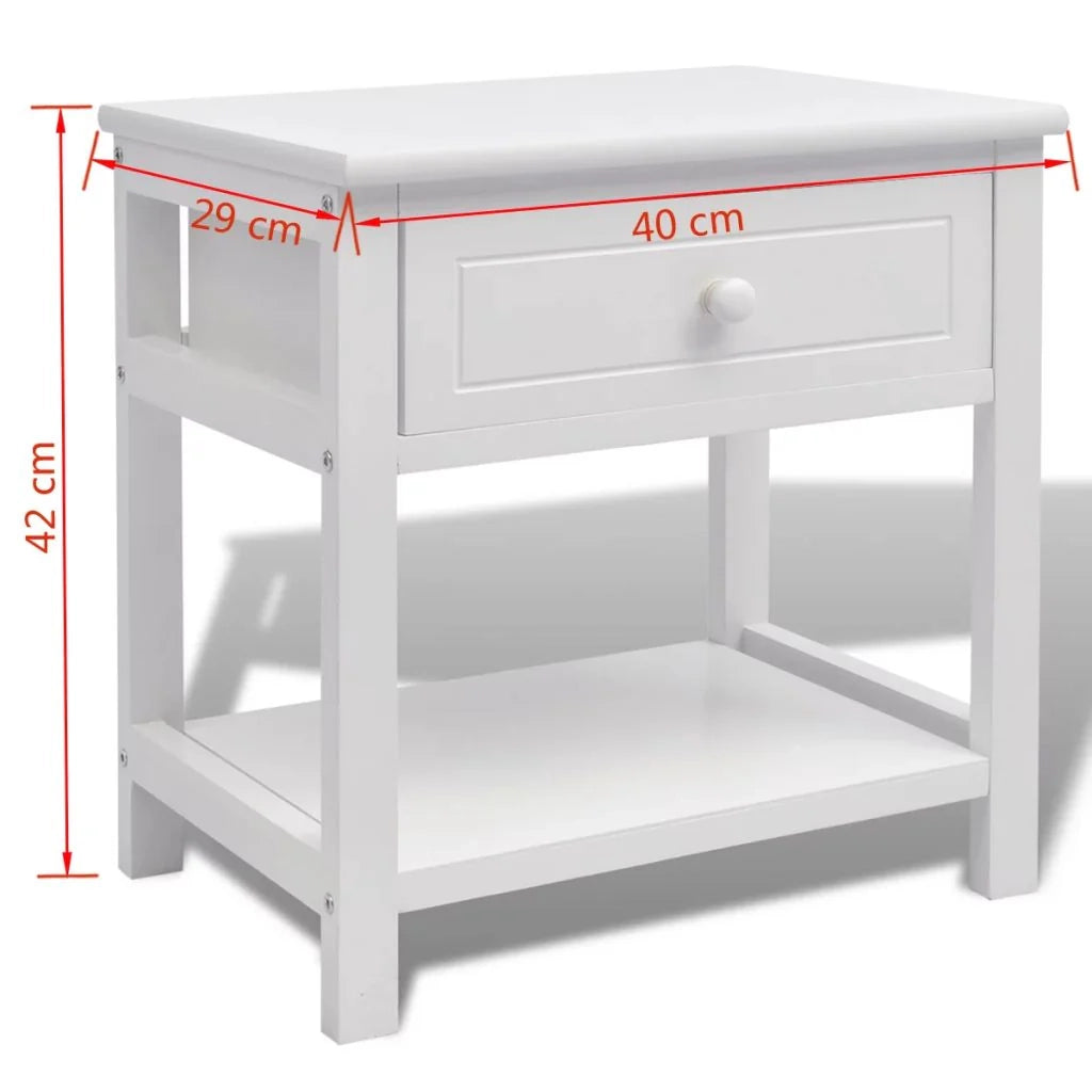 Comodino cassettiera armadio mobili per camera da letto 2 pezzi legno bianco 1402070