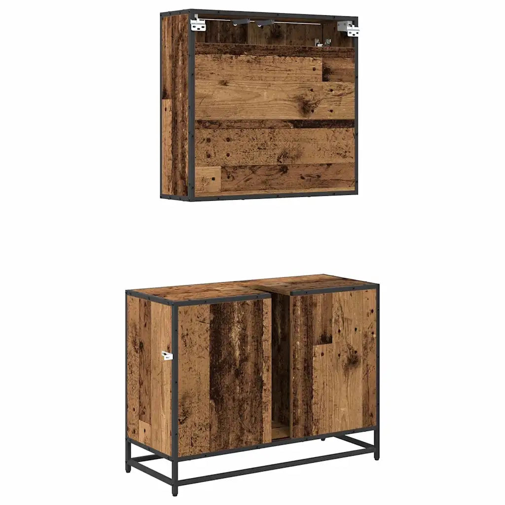 Set di mobili per il bagno con lo scaffale 2 pcs Legno vecchio 3402459