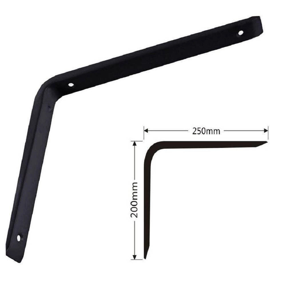 Trade Shop - Staffe Angolari 2pz Supporto Staffa Angolare Reggimensole 250 X 200 X 30 Mm Nero -