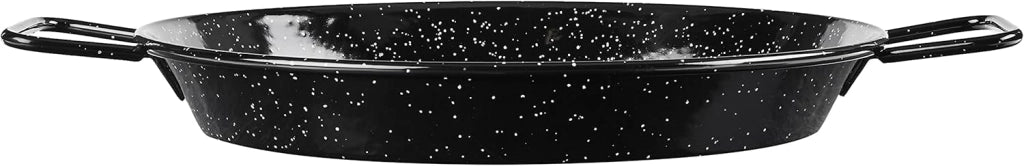 Padella per Spaghetti all'Assassina in Ferro Smaltato, Tegame Tradizionale Stile Paella, Nero con Puntini Bianchi, con Manici 26 cm