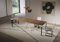 Consolle Allungabile 90-300x40x77 cm Saki Evolution Noce Gambe Bianche