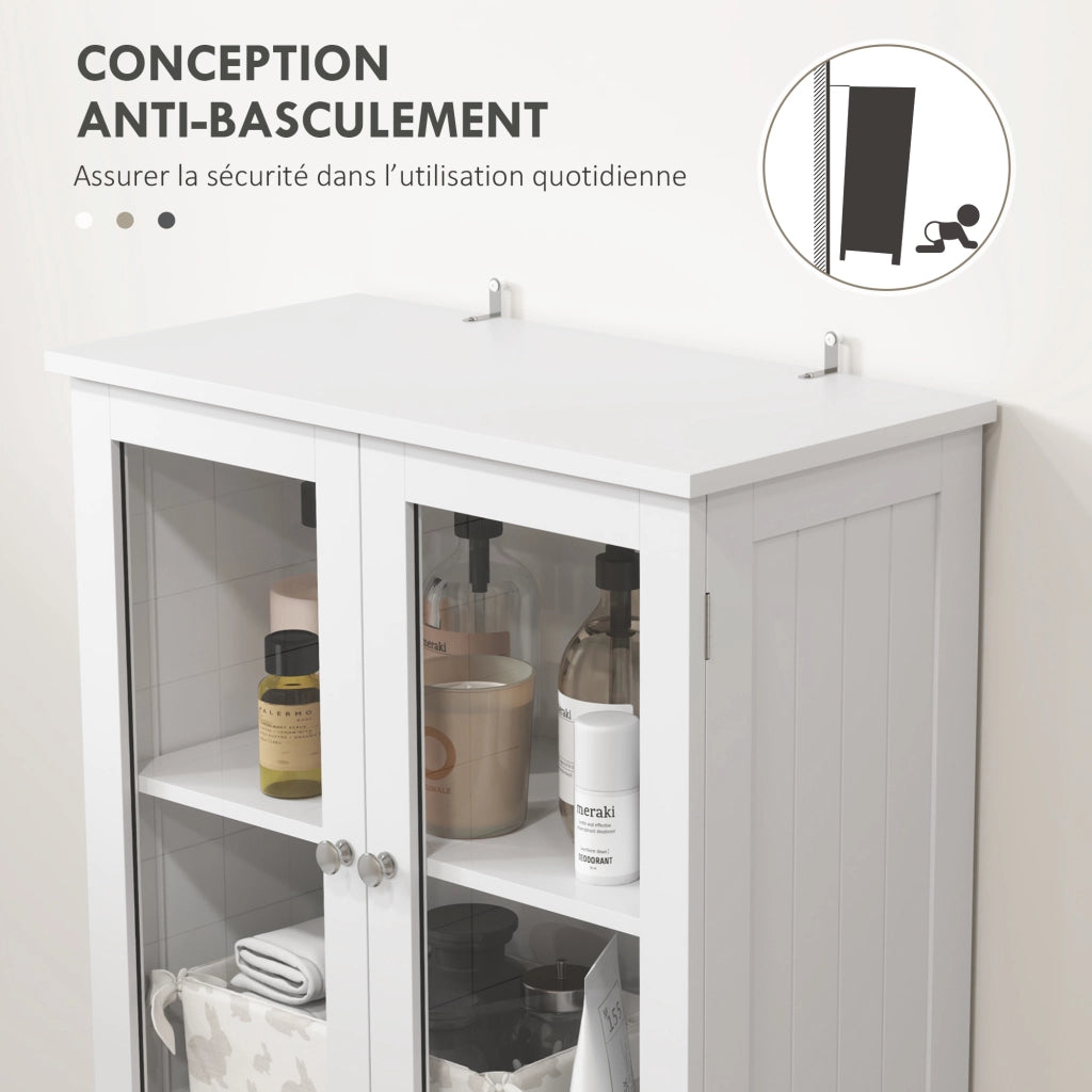 Mobile bagno alto con 4 ante e 2 cassetti, 60x30x170 cm, bianco