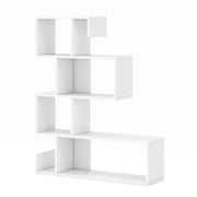 Libreria aperta a forma di 'S' 80 x 22 x 100 cm con contenitore funzionale design moderno in legno ingegnerizzato bianco 20_0010669