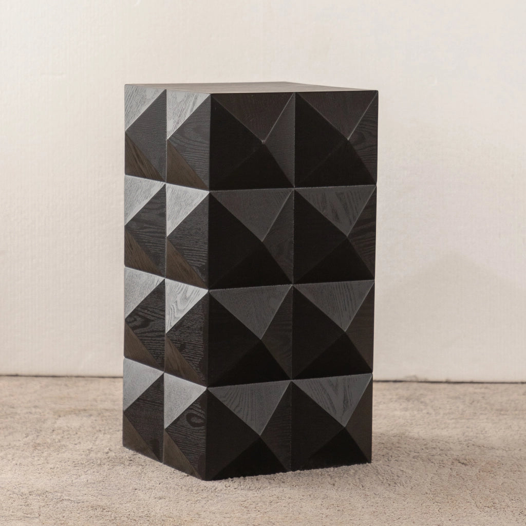 Tavolino basso in legno massello e MDF con rilievo tridimensionale, stile retrò, senza montaggio, per soggiorno, nero