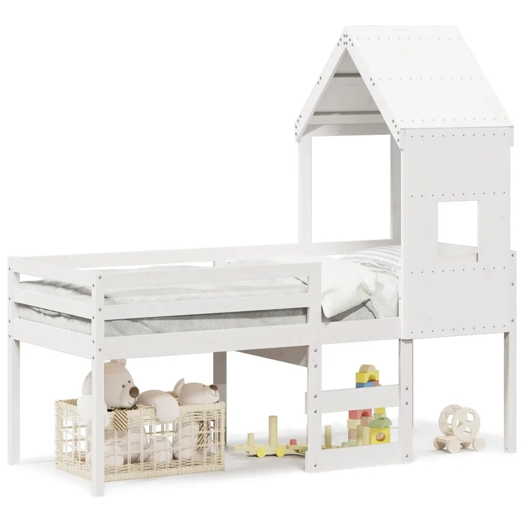 vidaXL Letto a Soppalco con Tetto Bianco 80x200 cm in Legno di Pino