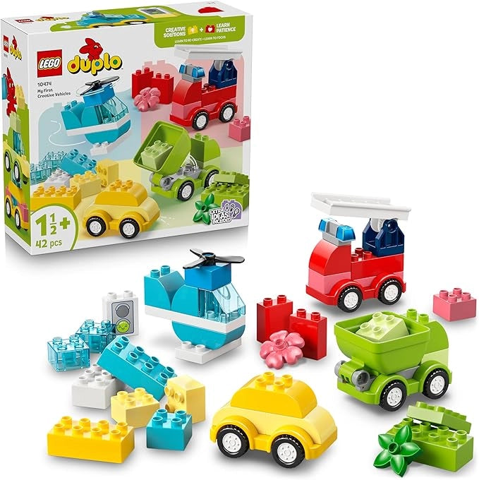 LEGO DUPLO Veicoli Creativi - Gioco Didattico e di Ordinamento con Macchine, Camion e Elicottero Giocattolo ,Eta 1+