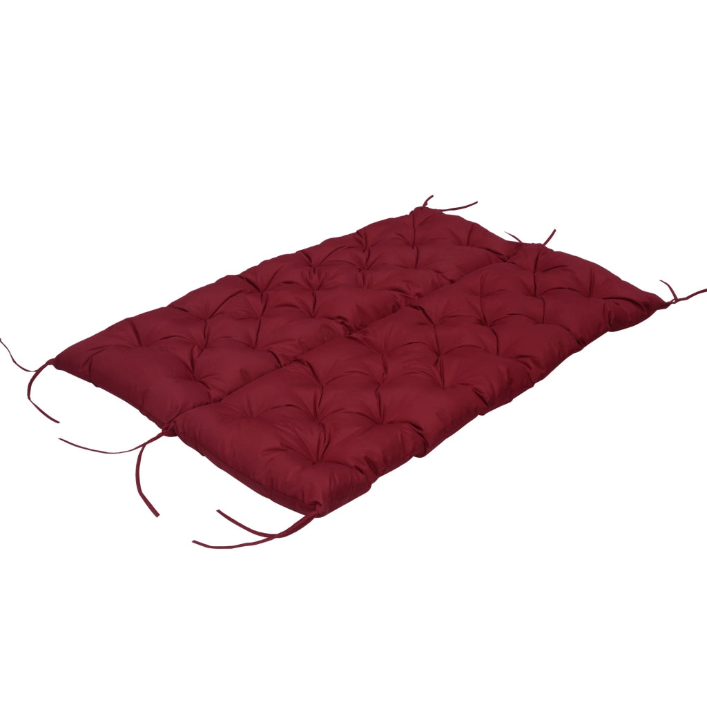 Cuscino da banco 150 x 98 x 8 cm con lacci, imbottitura in schiuma, rosso, per interno ed esterno