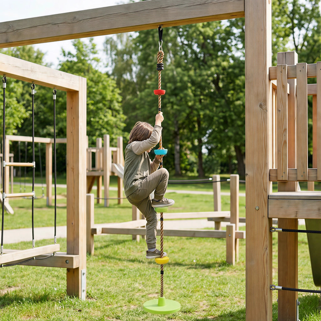 Altalena per bambini con piattaforma e corda ¨C zephmum ¨C Verde