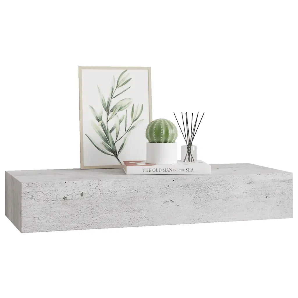 Scaffale con Cassetti da Parete Grigio Cemento 60x23,5x10cm MDF 330265