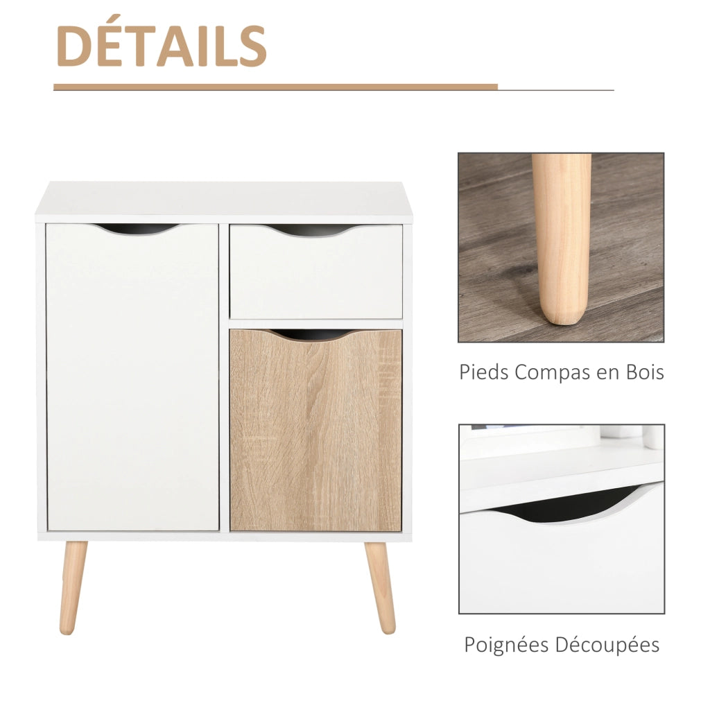 Buffet cassettiere design scandinavo ¨C zephmum ¨C 2 ante 1 cassetto scorrevole legno quercia chiaro