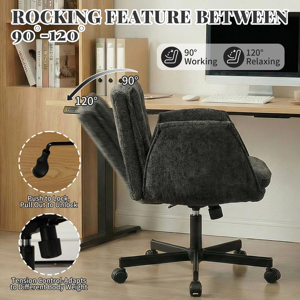 Sedia da Ufficio Girevole ¨C MINIMAL ¨C Nera, Braccioli Pieghevoli, Regolabile in Altezza