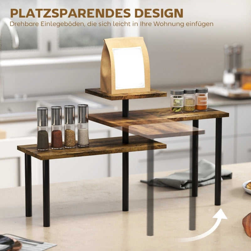 RIPIANO DA CUCINA girevole a 3 livelli 40 x 18 x 36,5 cm Marrone rustico