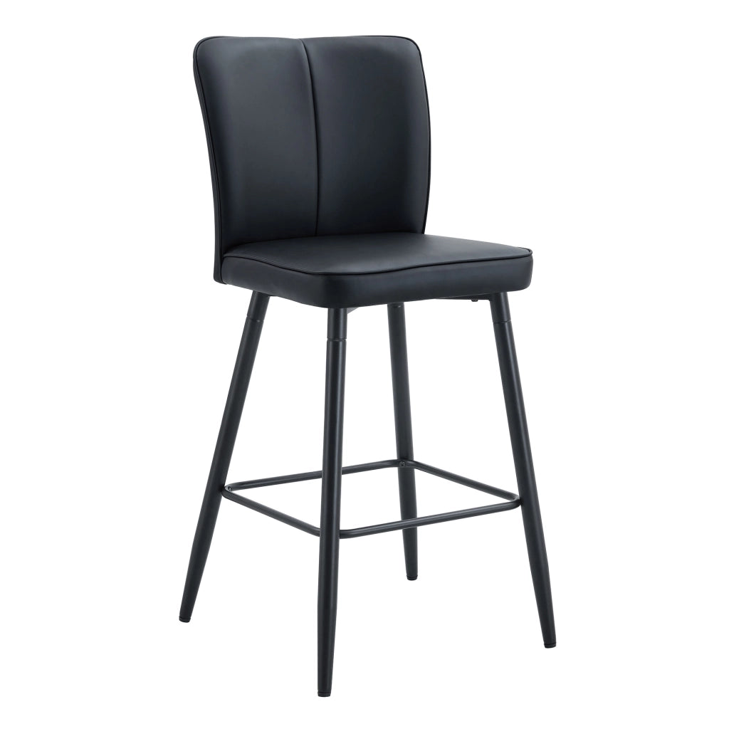 Set 2 Sgabelli da Bar ¨C MINIMAL ¨C Nero, Ecopelle, Schienale Ergonomico, 101 cm