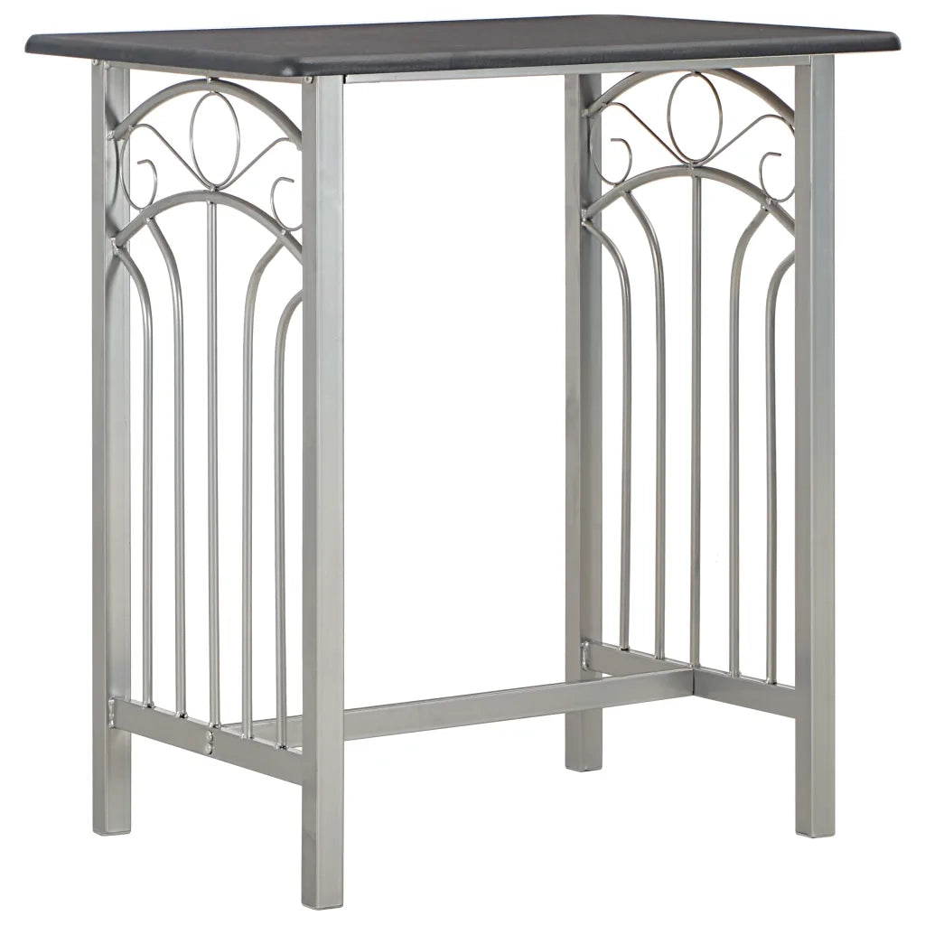 Set da Bar 3 pz in Legno e Acciaio Nero 284396