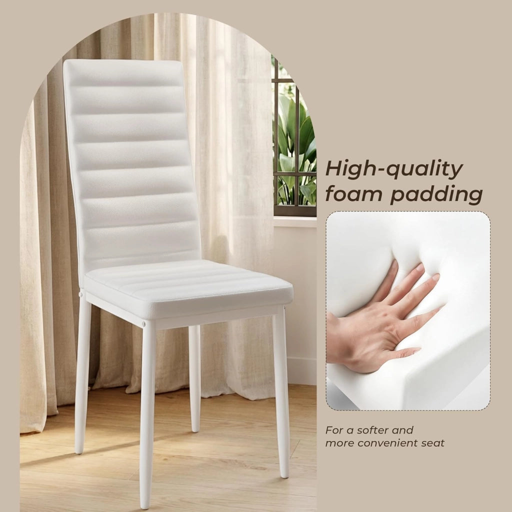 Set di 6 sedie da pranzo, sedie da tavolo in similpelle, moderne sedie da cucina a vista per sale da pranzo, studi e soggiorni. (Bianco, Set da 6)