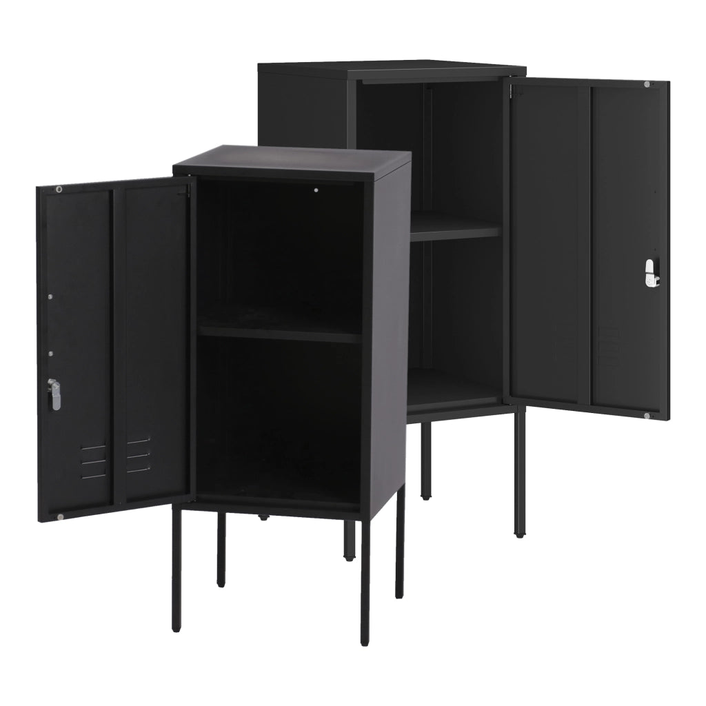 Set di 2 Comodini Hausjärvi con Anta a Destra e Sinistra 82 x 35 x 35 cm - Nero [en.casa]