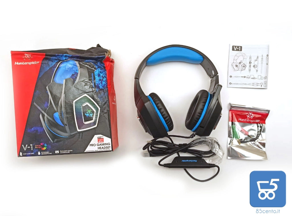 Cuffie Gaming Hunterspider V-1 Stereo da gioco per bassi con microfono Jack da 3.5mm per vari dispositivi di gioco Audio intelligenti per PC PS4