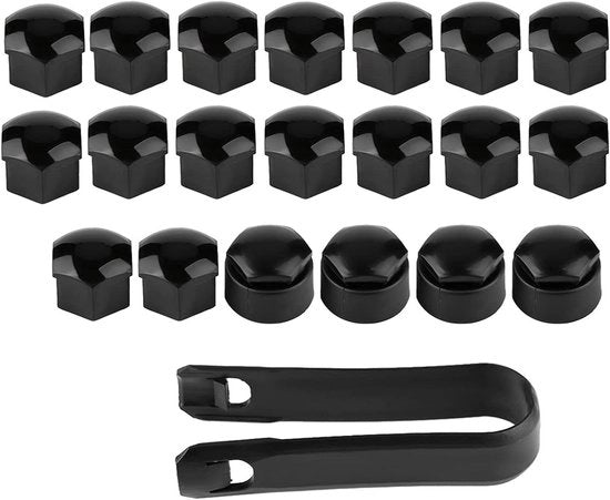 Set di 20 caps per pneumatico nero - Protezione per pneumatici - 17 mm - Antifurto