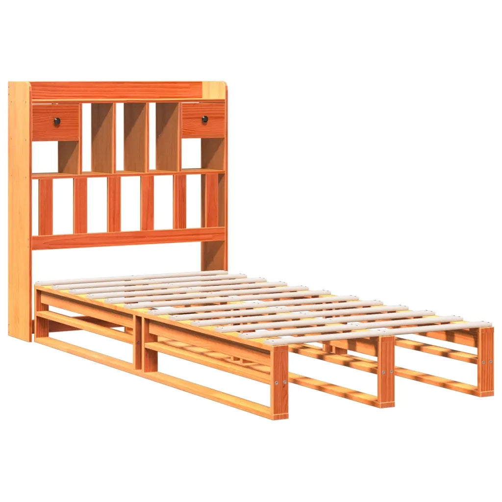 vidaXL Letto Libreria senza Materasso Marrone Cera 100x200 cm in Pino
