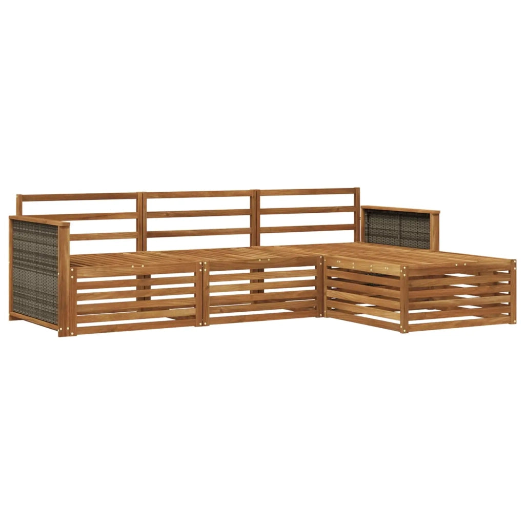 Set di divani da esterno 4 pz Naturale Legno di Acacia Massello 3383197