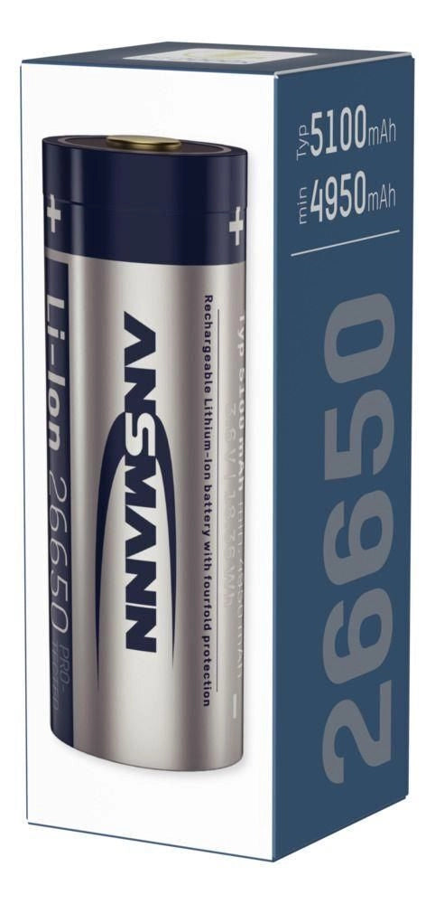 Ansmann 1307-0012 Batteria ricaricabile 26650 Li-Ion 3,6 V 5100 mAh con USB-C colore Nero