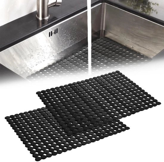Set di mattonelle per gootsteen da 2 pezzi - PVC - 30 x 40 cm - Antiscivolo - Resistente alla vaschetta del lavello - Tagliabile - Protezione per i lavello - Mattonelle per lavello