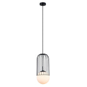 Lampada a sospensione Italux Matty nera vetro E27 Ø20cm