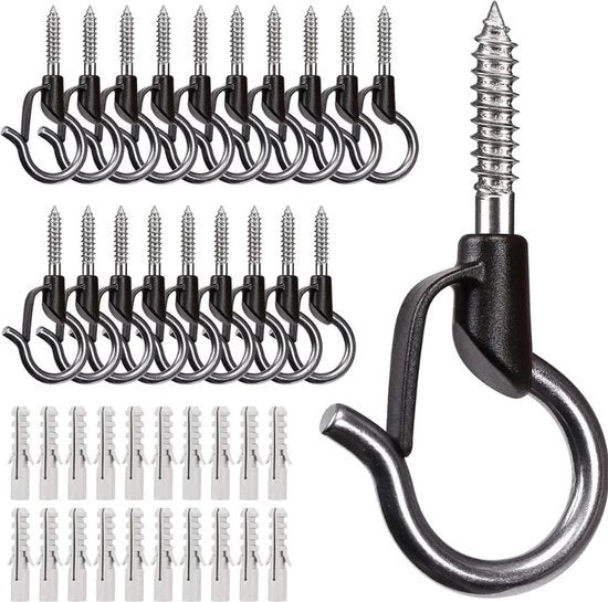 20 pezzi di appoggio per decorazioni esterne per giardino con sicurezza per cavi 4,8 cm 40 Lbs nero