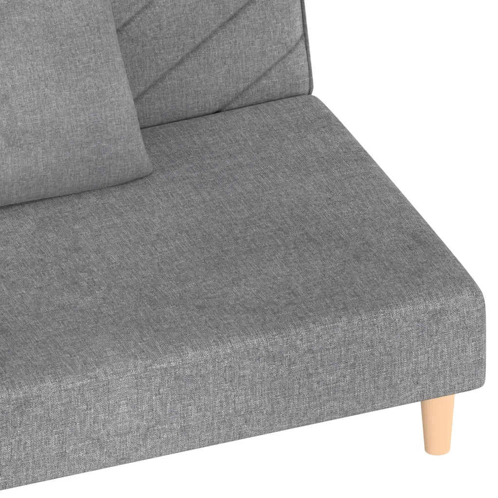 Divano Letto a 2 Posti con 2 Cuscini Grigio Chiaro in Tessuto 375887